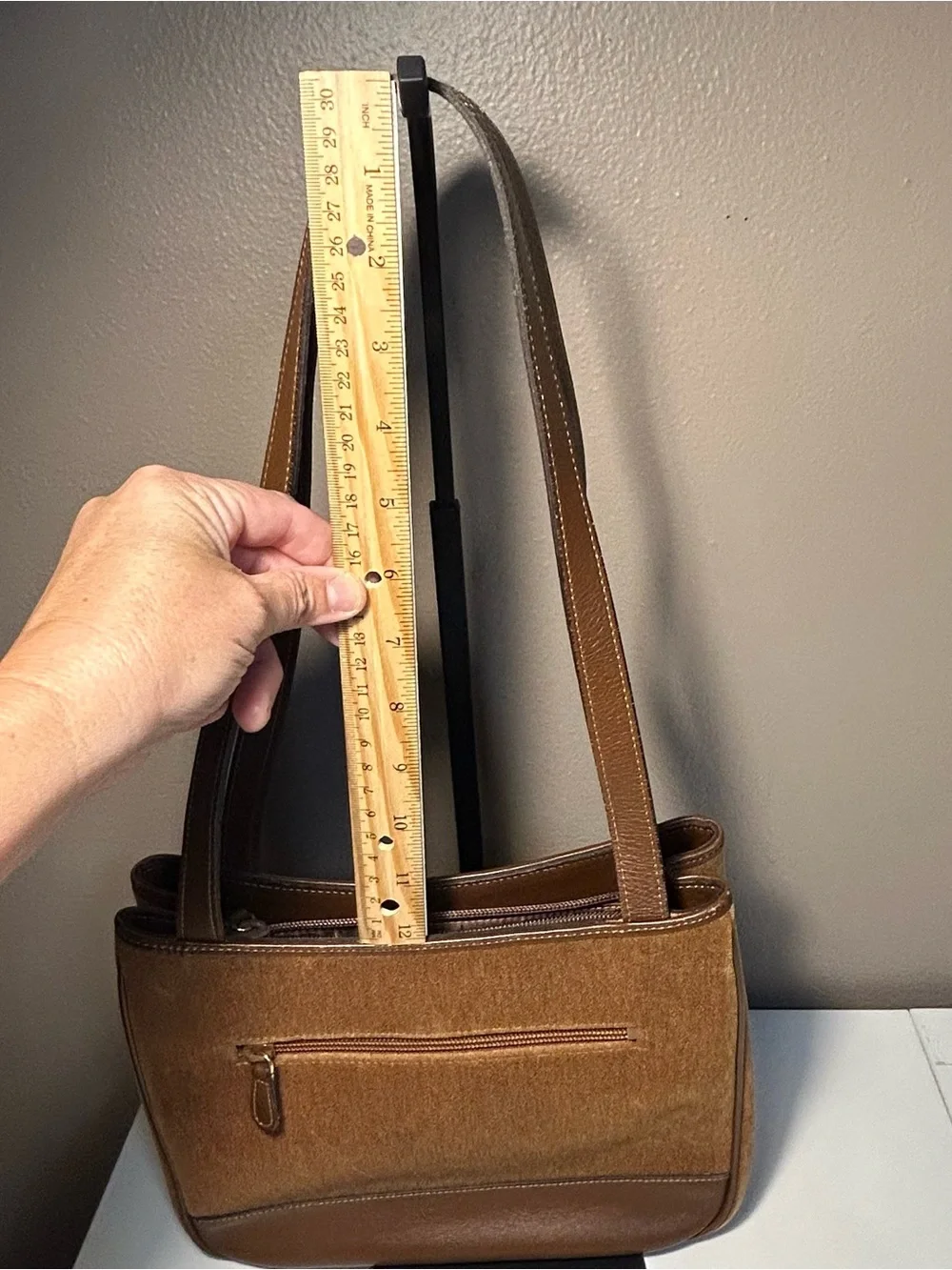 Nina Ricci Velvet Brown Tote Shoulder Bag Gold Hardware